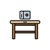 Minimalist table with decorative element in flat art vector