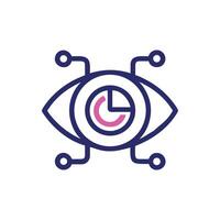Eye icon with infographic dial and connection lines vector