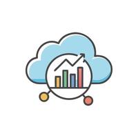 Cloud data analysis showing growth in a stylized design vector