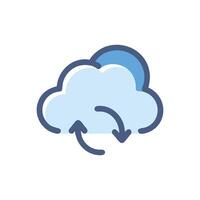 Abstract cloud symbol with two circular arrows for data sync vector