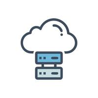 Flat illustration showcasing cloud computing and data server vector