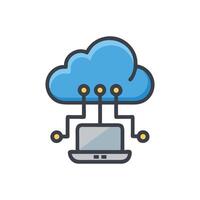 Laptop connected to cloud network showcasing modern technology solution vector