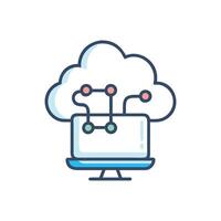 Cloud computing concept depicted with network connected to monitor vector