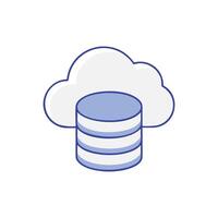 Cloud database illustration depicting data storage and cloud technology vector