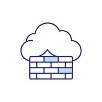 Digital cloud security concept with firewall brick design elements vector