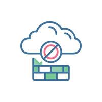 Restricted cloud access behind firewall, security and restrictions vector