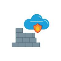 Cloud Security Behind a Firewall with Protective Shield vector