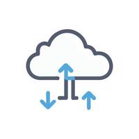 Cloud computing data transfer icon showing upload and download vector
