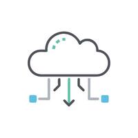 Minimalistic representation of cloud data transfer on White Background vector