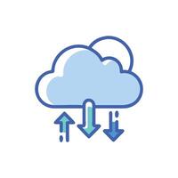 Cloud computing upload and download data in flat design vector