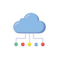 Stylized blue cloud connecting to data nodes network vector