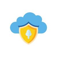 Secure cloud storage icon with shield emblem illustration vector