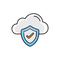 Cloud security shield with check mark on White Background vector