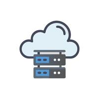 Flat illustration showing a cloud over server racks vector
