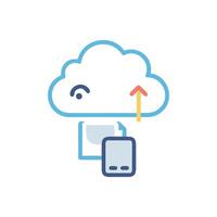 Cloud storage and uploading data to server illustration vector