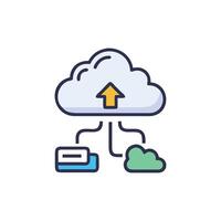Colorful stylized cloud computing data upload illustration concept art vector