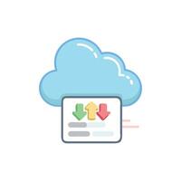 Cartoon cloud with arrows for upload and download concept vector