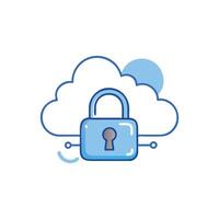 Cloud security icon represents secure online data storage concept vector