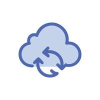 Cloud computing synchronization icon in light blue color scheme vector