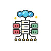Simplified flat icon of cloud computing network infrastructure vector