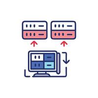 Data transfer and backup between servers and computer illustration vector