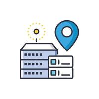 Local server location digital icon data hosting concept vector