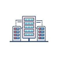 Stylized illustration of centralized server structure for cloud computing vector