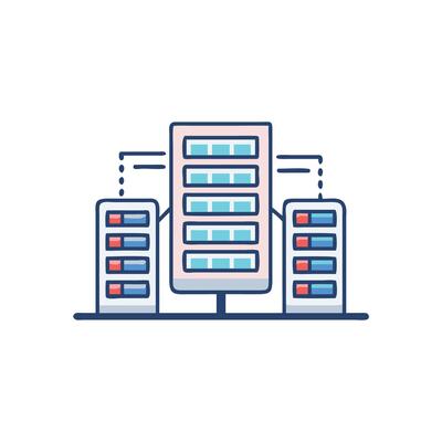 Stylized illustration of centralized server structure for cloud computing