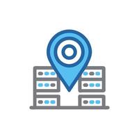 Location marker pinpoint over server rack data storage icon vector