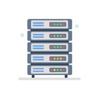 Server Rack Stack with Colorful Lights Flat Illustration vector