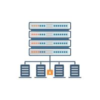 Flat illustration of computer servers and data connection network vector