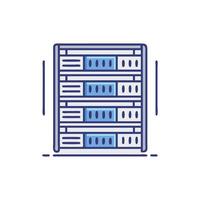 Isolated server rack on White Background shows network infrastructure vector