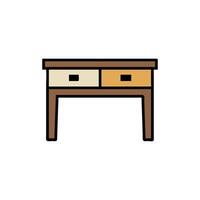 Minimalist desk illustration with drawers on a White Background vector