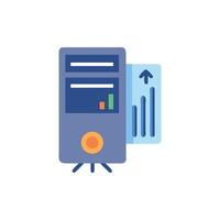 Data server with financial growth represented graphically flat illustration vector