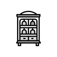 Abstract simplistic shelves graphic in greyscale tones on White vector