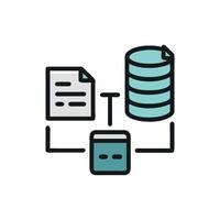 Data flow diagram illustrating connections and data processing stages vector