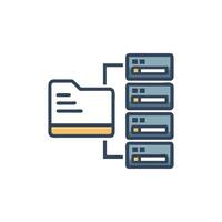 Data structure concept with folders and interconnected database boxes vector