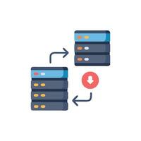 Flat design server data transfer and download illustration vector