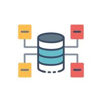 Flat icon of database connected to external nodes vector