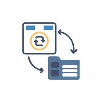 Data synchronization between computer and folder with circular arrows vector