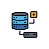 Data storage server upload connection flat design graphic vector