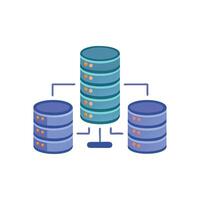 Database system with interconnected servers on White Background illustration vector