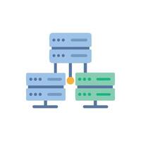 Illustration of networked computer servers connected in a system vector