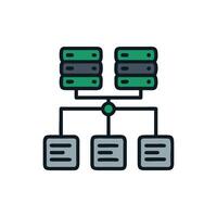Network server diagram connecting to other data systems vector