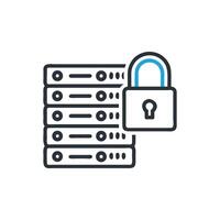 Server stack security lock outline on a White Background vector