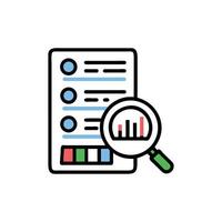 Colorful checklist elements with magnifying glass on White Background vector