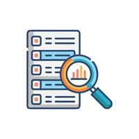 Data analysis with a magnifying glass and report document vector