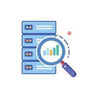 Data Analysis Servers and Magnifying Glass on a White Background vector