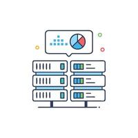 Data servers with statistics display on White Background graphic vector