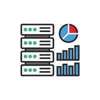 Data center infographic with charts and server stacks vector